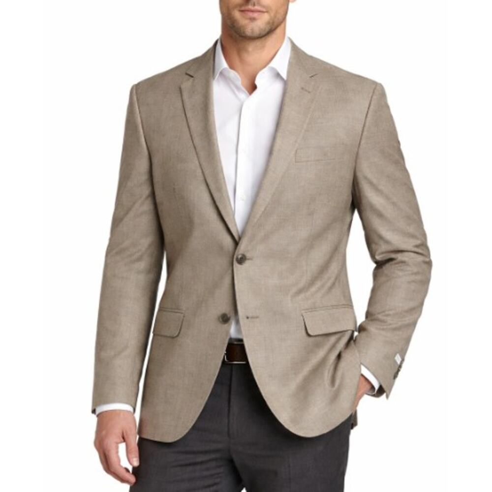 Calvin Klein Men’s 100%‎ Wool Blazer 42L Tan NWT $425 MSRP Sport Coat Modern Fit